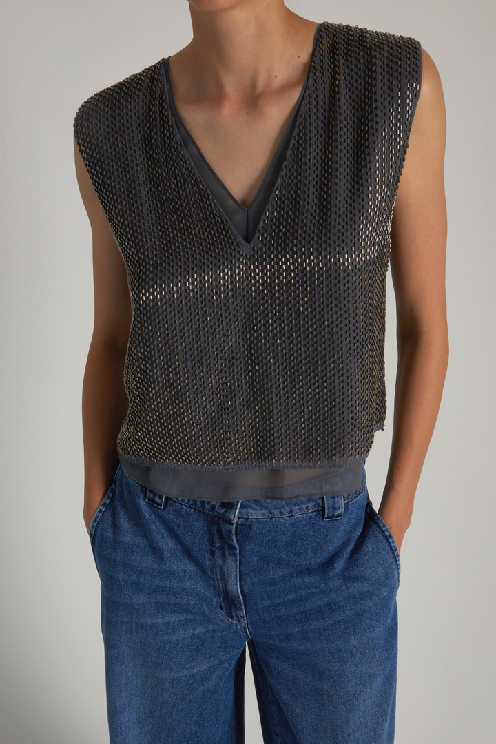 Saint Art New York - Cassidy Beaded Top in Thunder