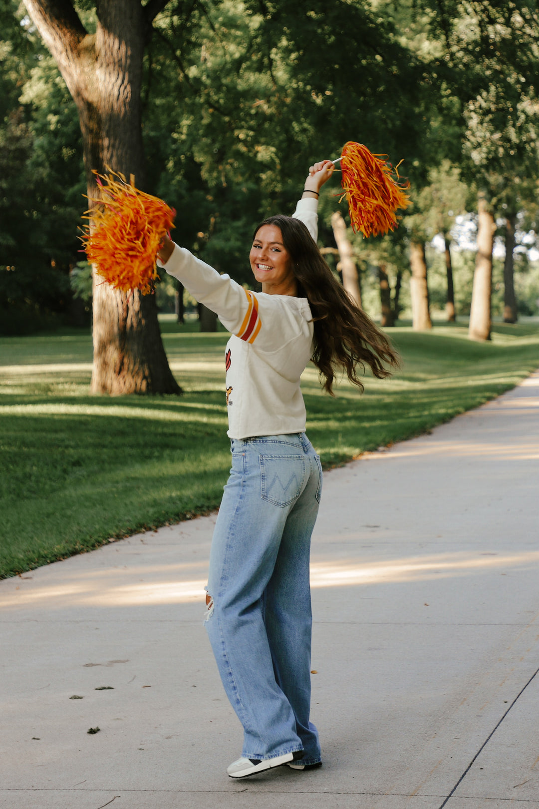 Iowa State Cut-Hem Striped Sleeve Sweatshirt (BL932-BLISU2192A-AWH)
