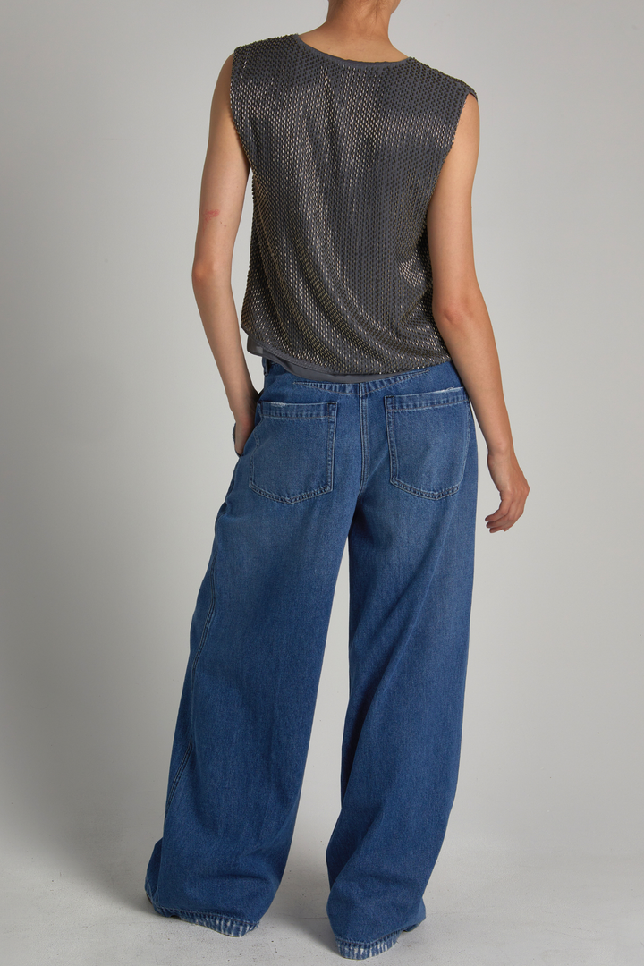 Saint Art New York - Cassidy Beaded Top in Thunder