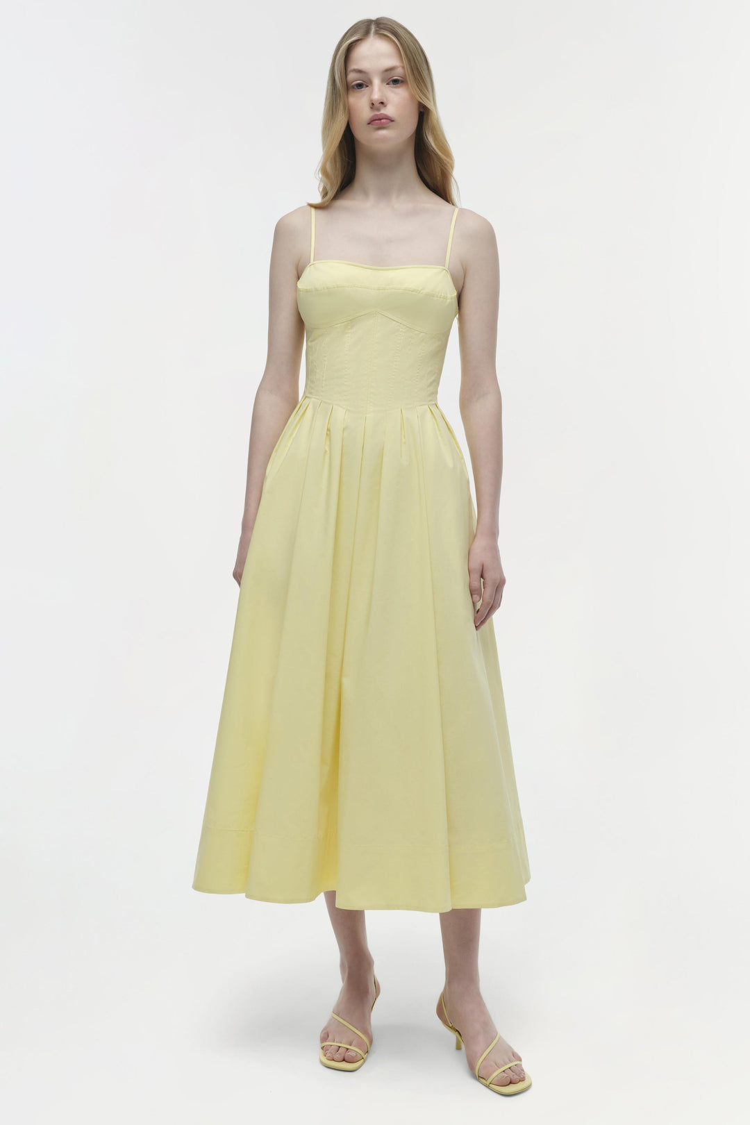 SIMKHAI - Kittiya Cotton Midi Dress in Buttercream Blond Genius SIMKHAI - Kittiya Cotton Midi Dress in Buttercream Blond Genius
