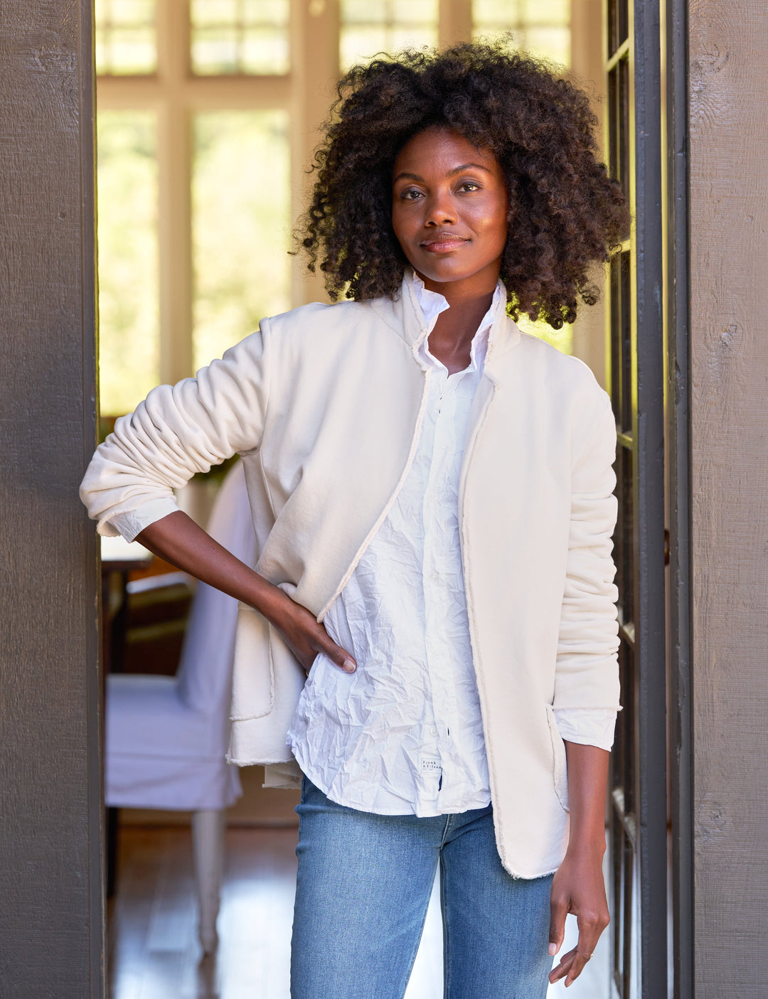 Frank & Eileen - Dublin Triple Fleece Blazer in Vintage White Blazer