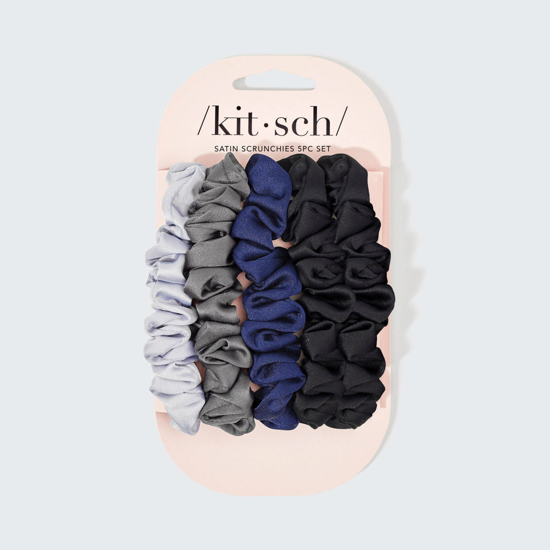 Kitsch - Satin Petite Scrunchies in Midnight (5pc)