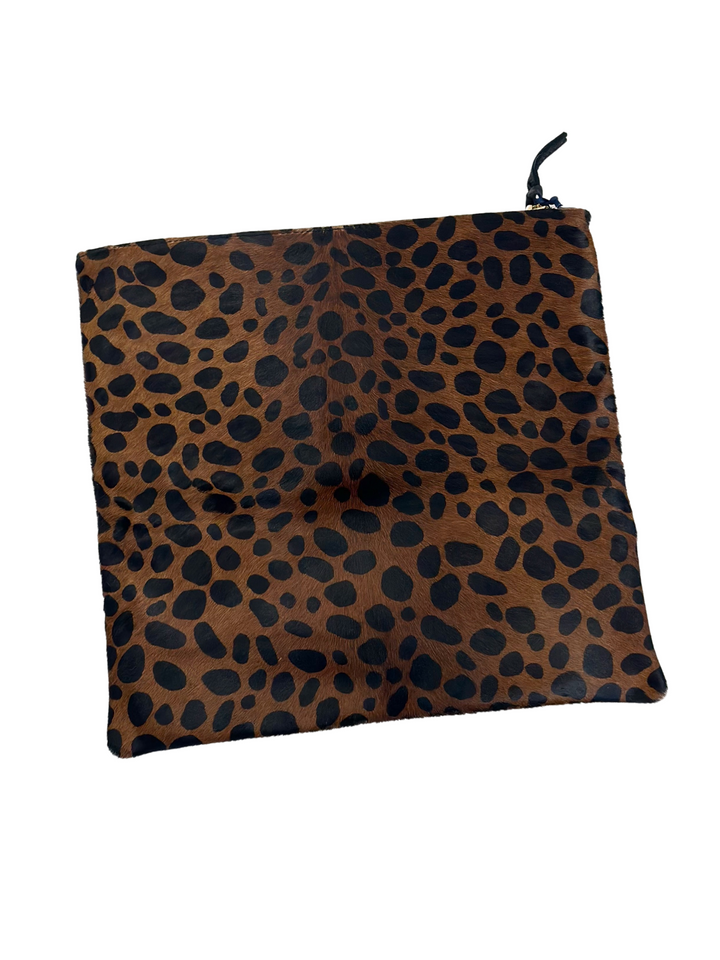 Clare V - Foldover Calf Hair Clutch in Dark Leopard