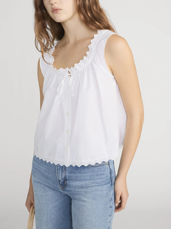 FRAME - The Serene Tank in White Tank Top