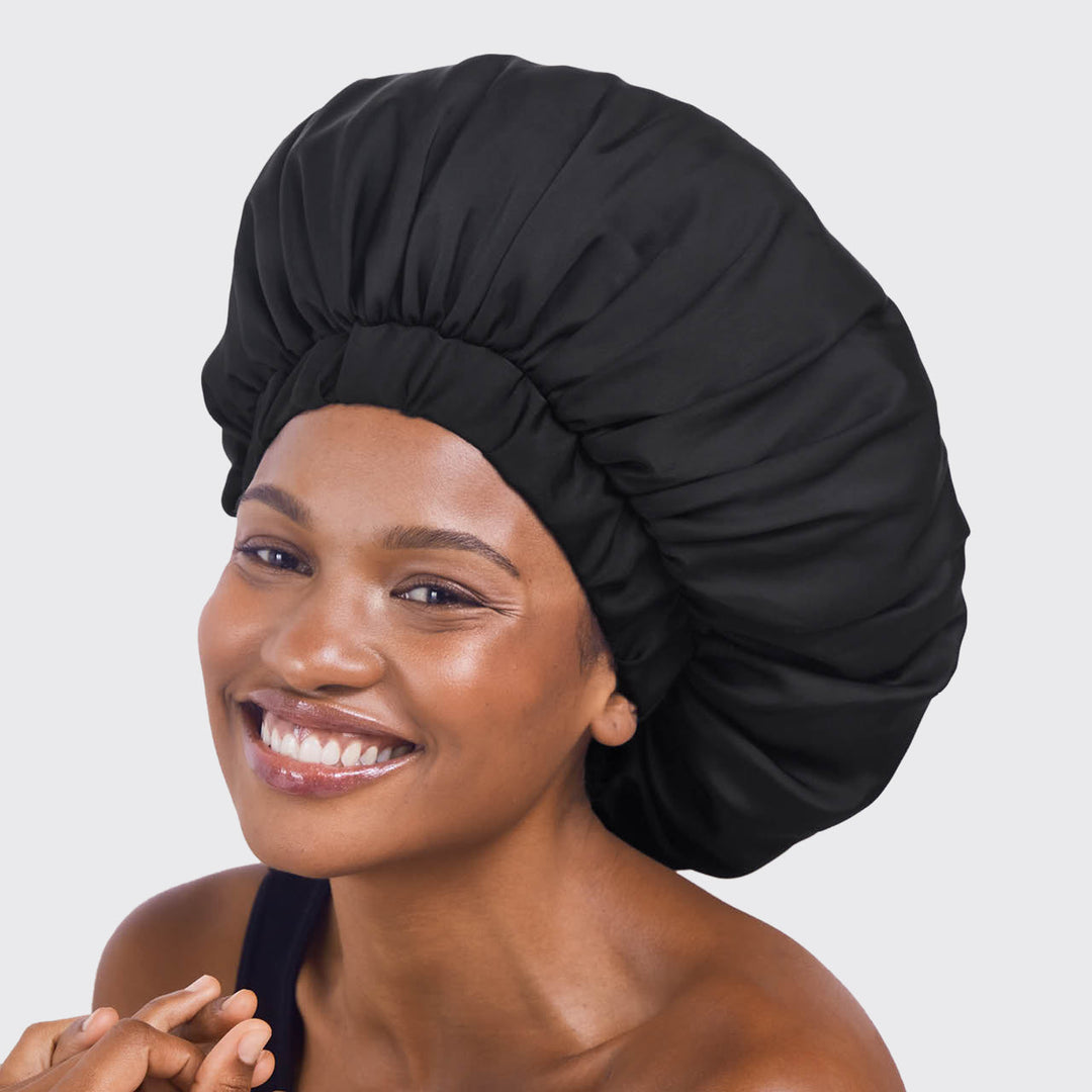 Kitsch - Satin Sleep XL Adjustable Bonnet in Black