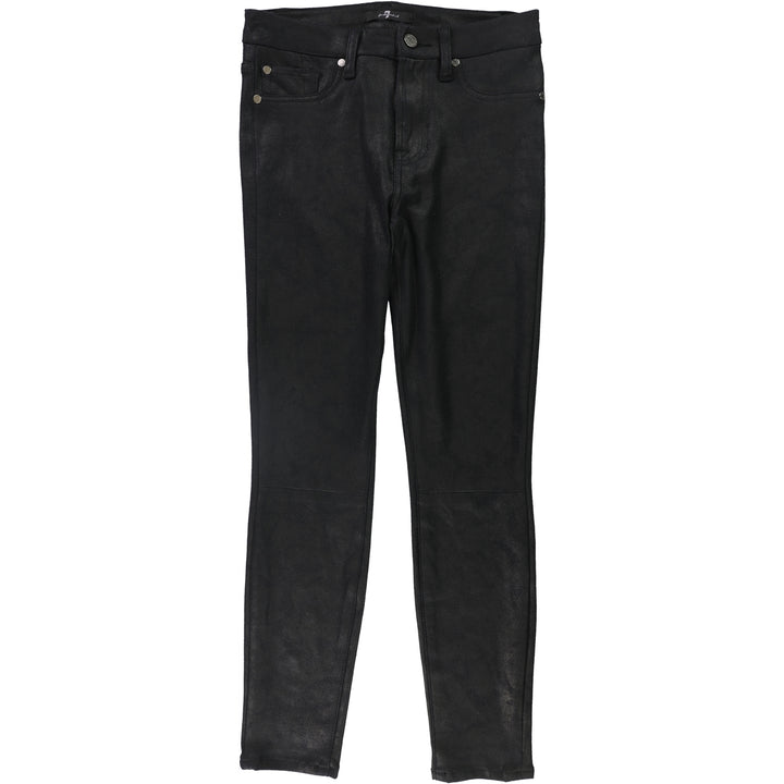 Seven for all Mankind - High Waist Ankle Skinny Faux Leather Jeans in Black