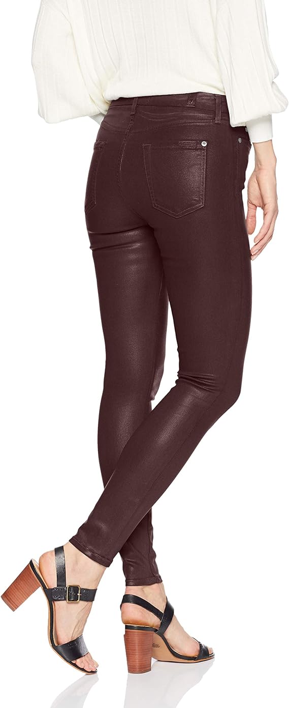 7 for all Mankind - The Ankle Skinny in Plum Coated Denim Jeans