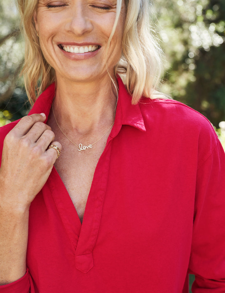 Frank & Eileen - Patrick Popover Henley in Double Decker Red