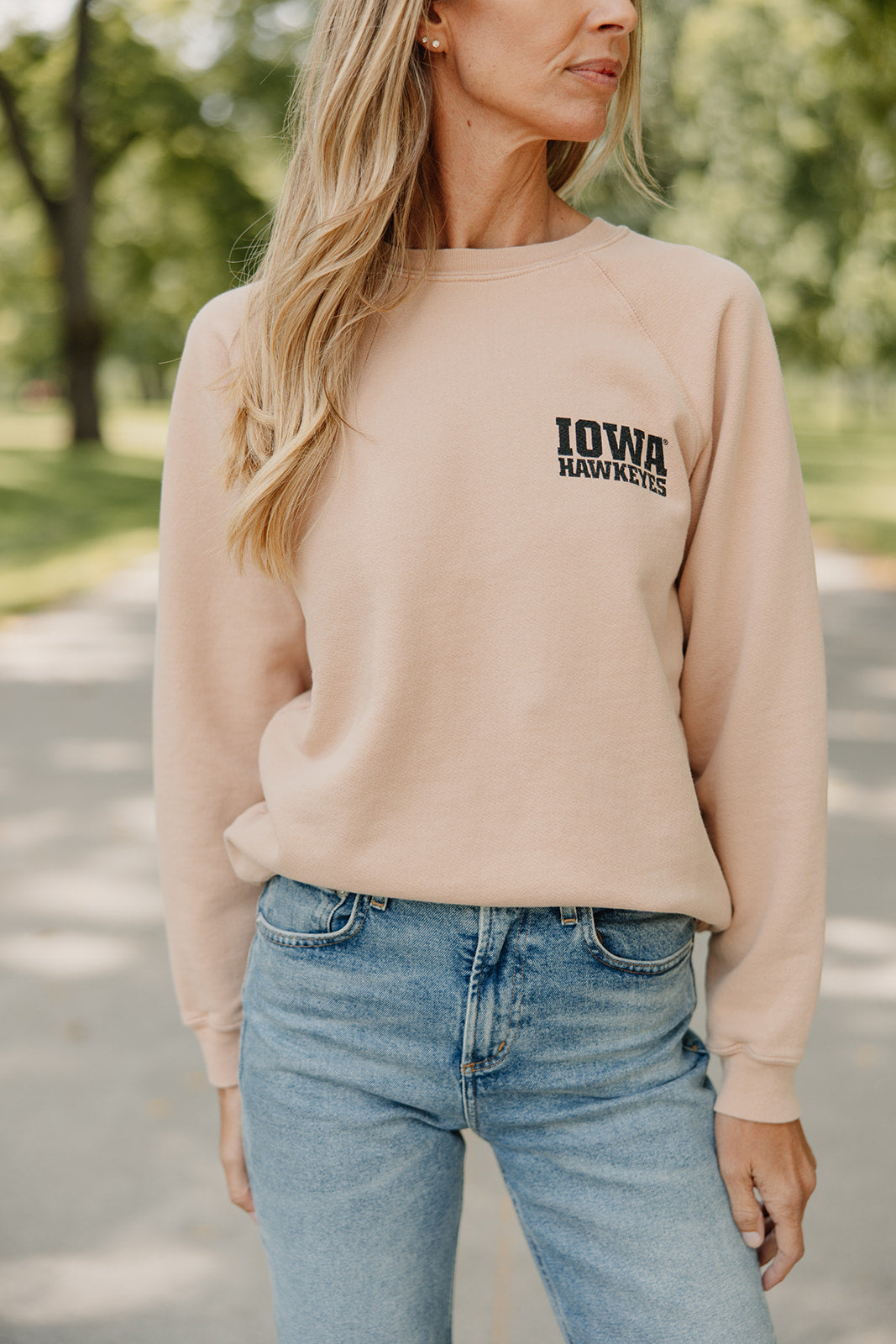 Retro Brand x Blond Genius - Iowa Hawkeyes French Terry Sweatshirt in Washed Camel