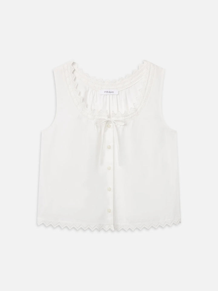 FRAME - The Serene Tank in White Tank Top