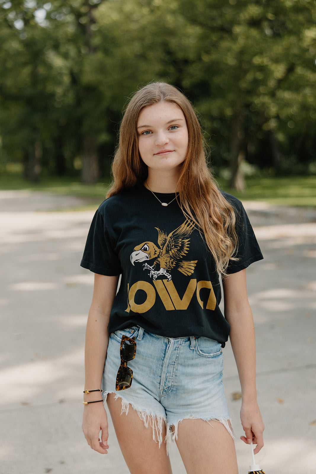 Retro Brand x Blond Genius - Iowa Hawkeyes Cut Off Tee in Washed Black