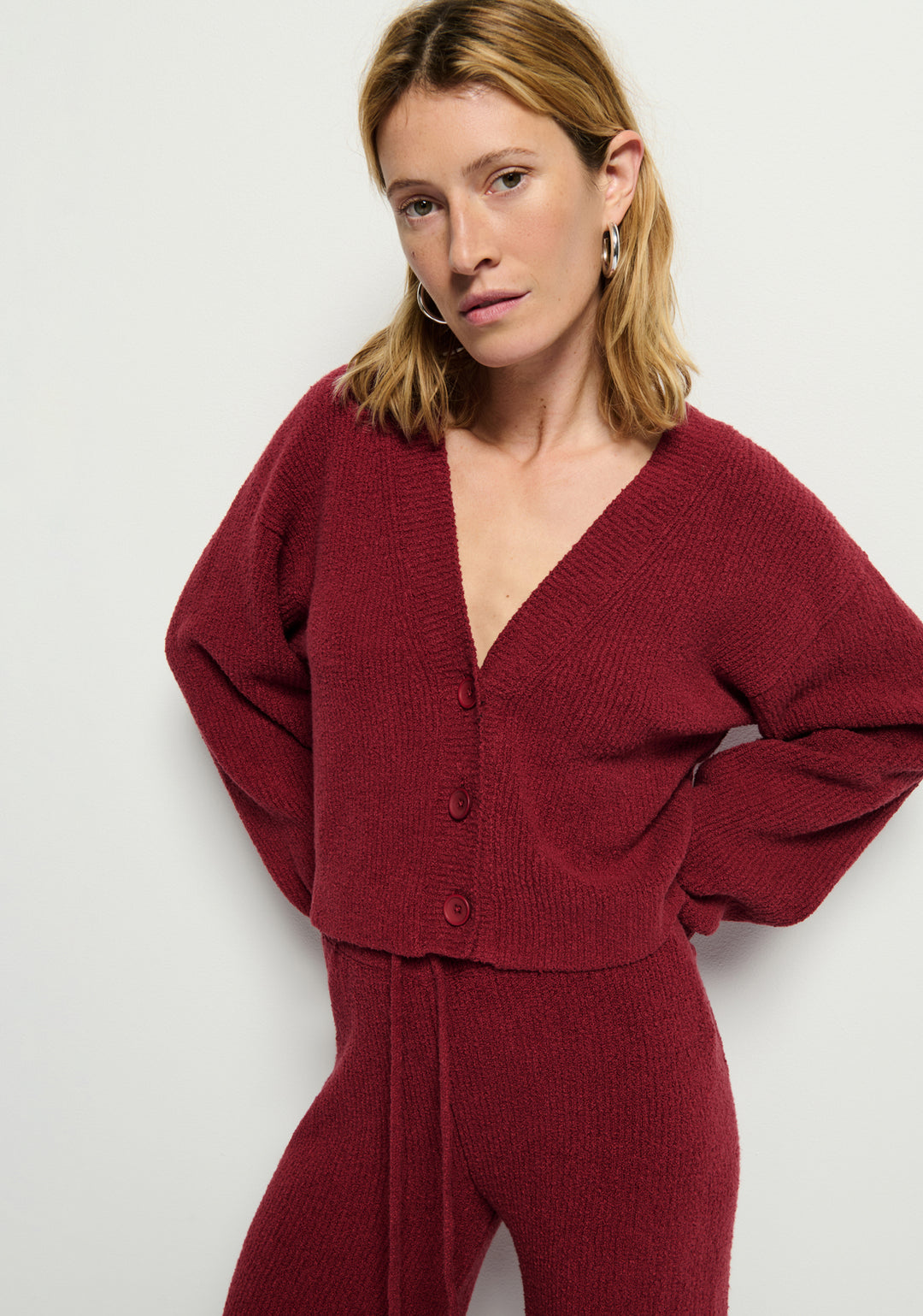 NATION LTD  - Bo Balloon Sleeve Cardigan in Danish Red