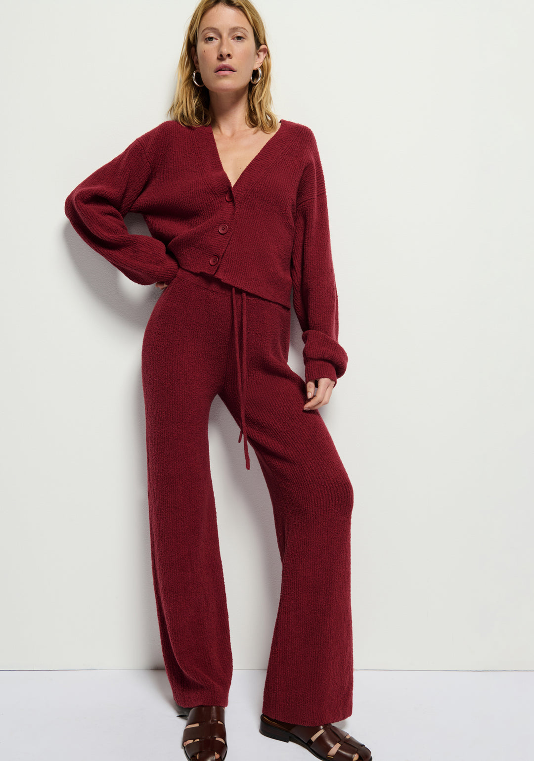 NATION LTD - Rachelle Cozy Ribbed Pant in Danish Red