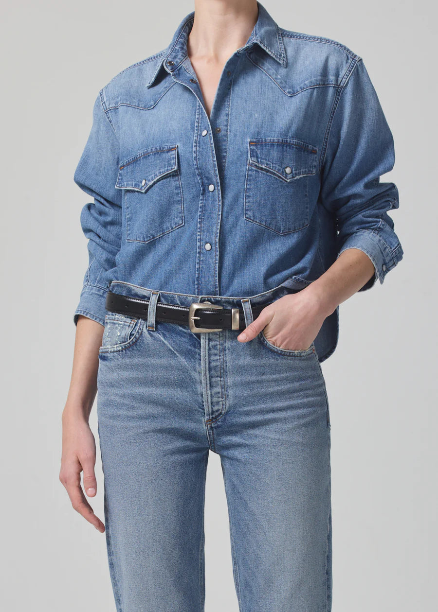 CITIZENS OF HUMANITY - Cropped Western Shirt in Carolina Blue