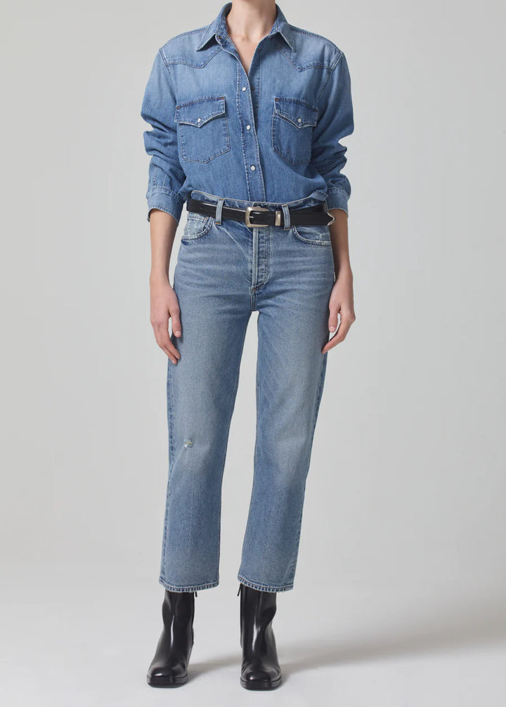 CITIZENS OF HUMANITY - Cropped Western Shirt in Carolina Blue