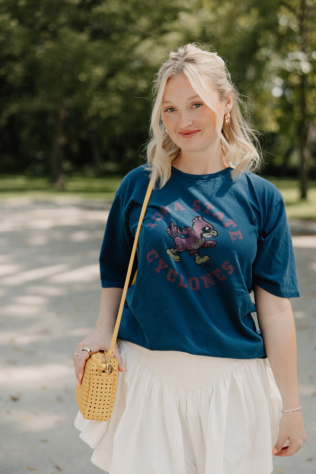Retro x Blond Genius - ISU Iowa State Cyclones Oversized Boyfriend Tee in Midnight Navy