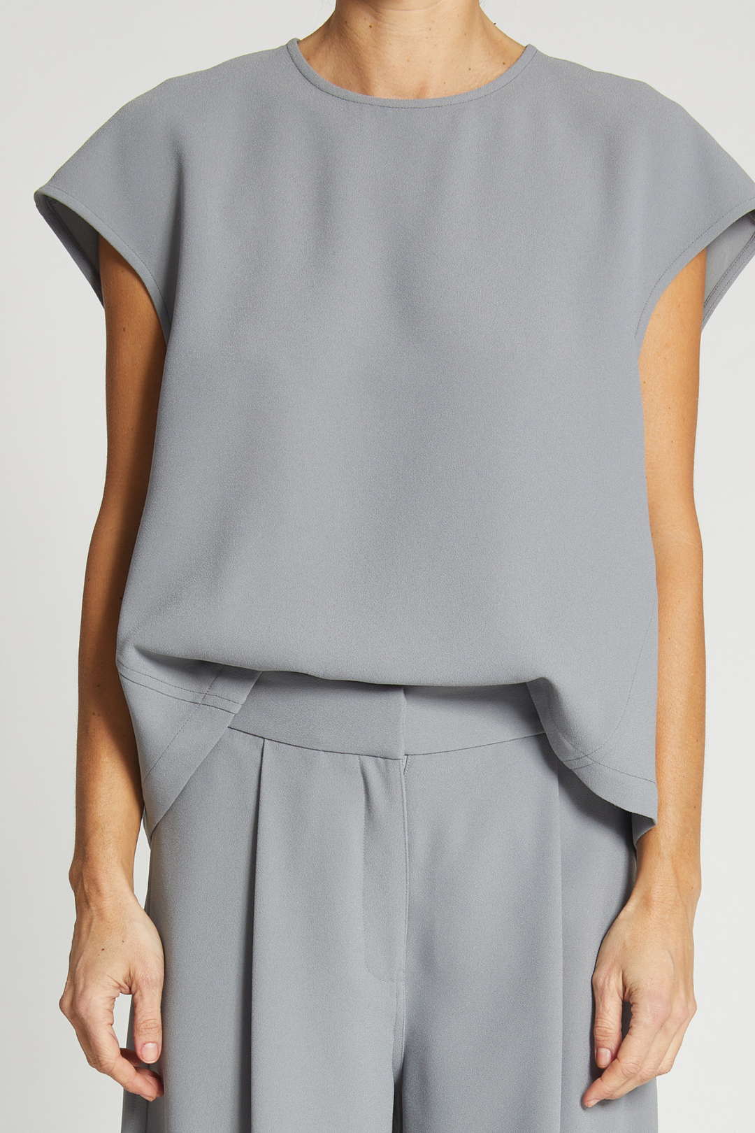 Saint Art New York - Soraya Top in Powder Grey Crepe