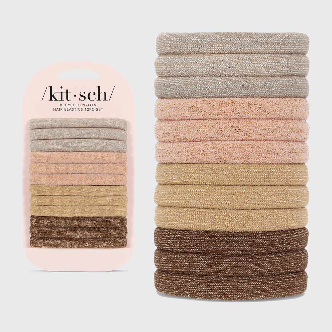 Kitsch - Recycled Nylon Glitter Medium Elastics in Neutral