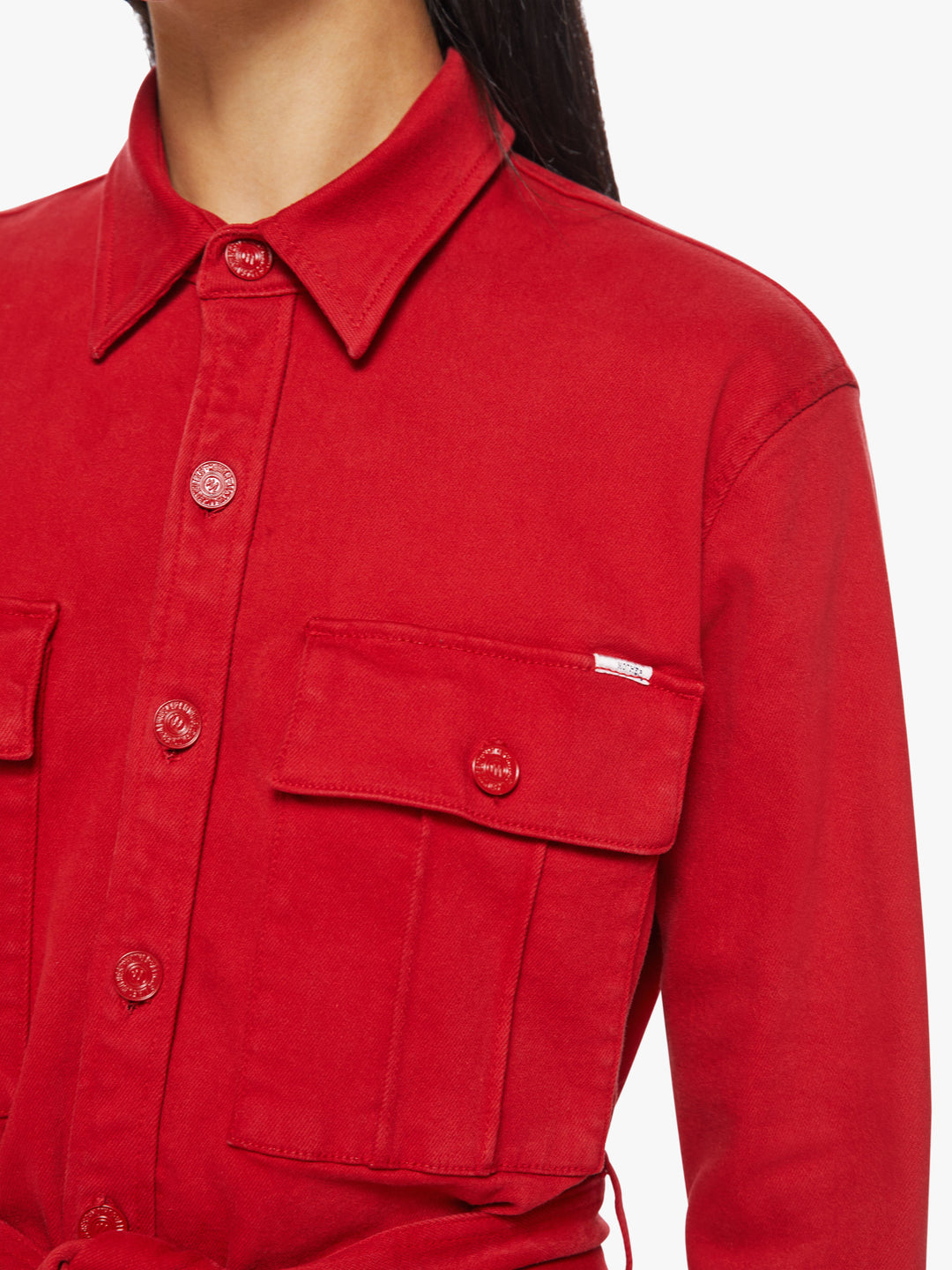 Mother - The Cadet Mini Shirt Dress in Haute Red Blond Genius Mother - The Cadet Mini Shirt Dress in Haute Red Blond Genius