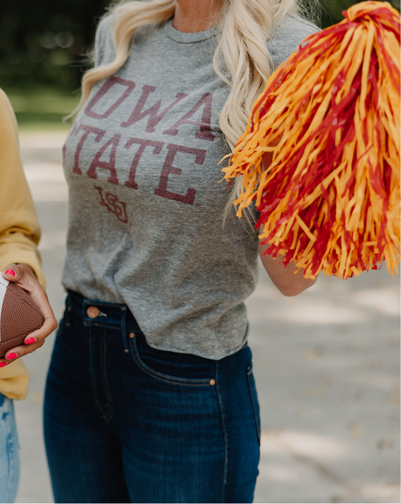 Retro x Blond Genius - ISU Iowa State Cyclones Vintage Washed Cut Off Tee in Heather Grey