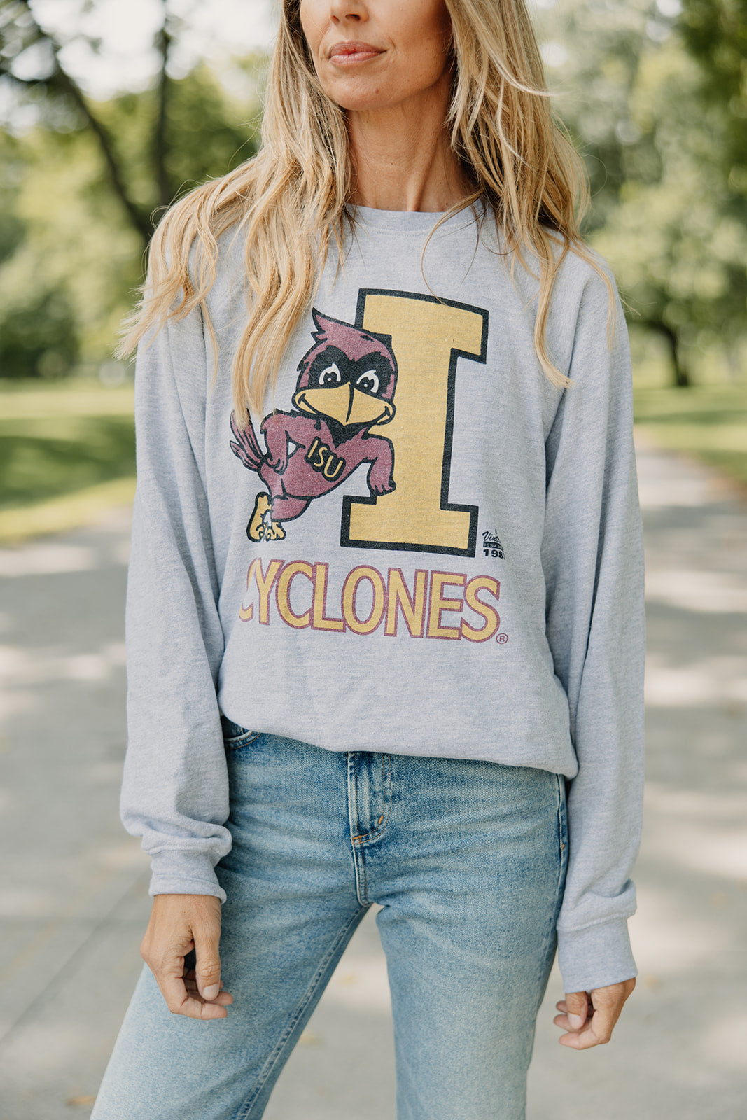Retro Brand x Blond Genius Iowa State ISU Cyclones Sweatshirt in Vintage Heather Grey