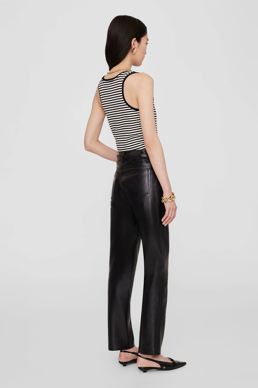 Anine Bing - Alessia Tank in Cream and Black Stripe