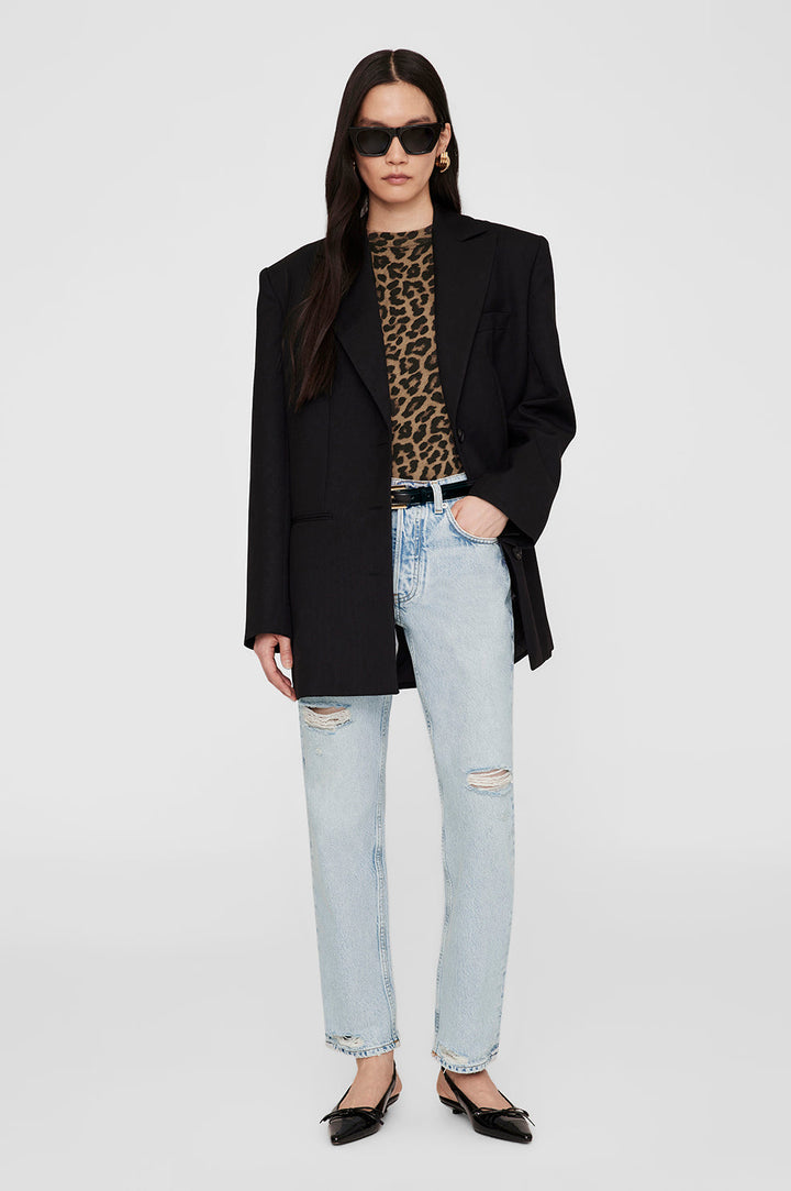 Anine Bing - AVI Black/Brown Leopard Tee