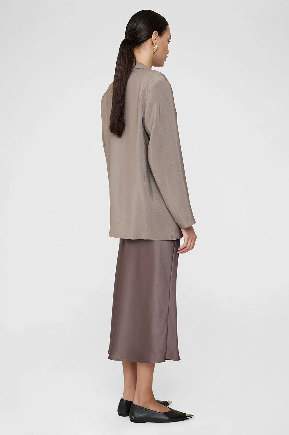 Anine Bing - Bar Silk Skirt in Iron