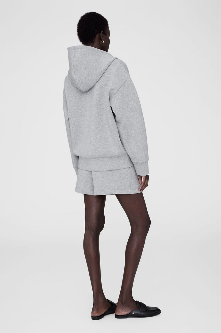 Anine Bing - Bond Zip Hoodie Framed Monogram in Heather Grey