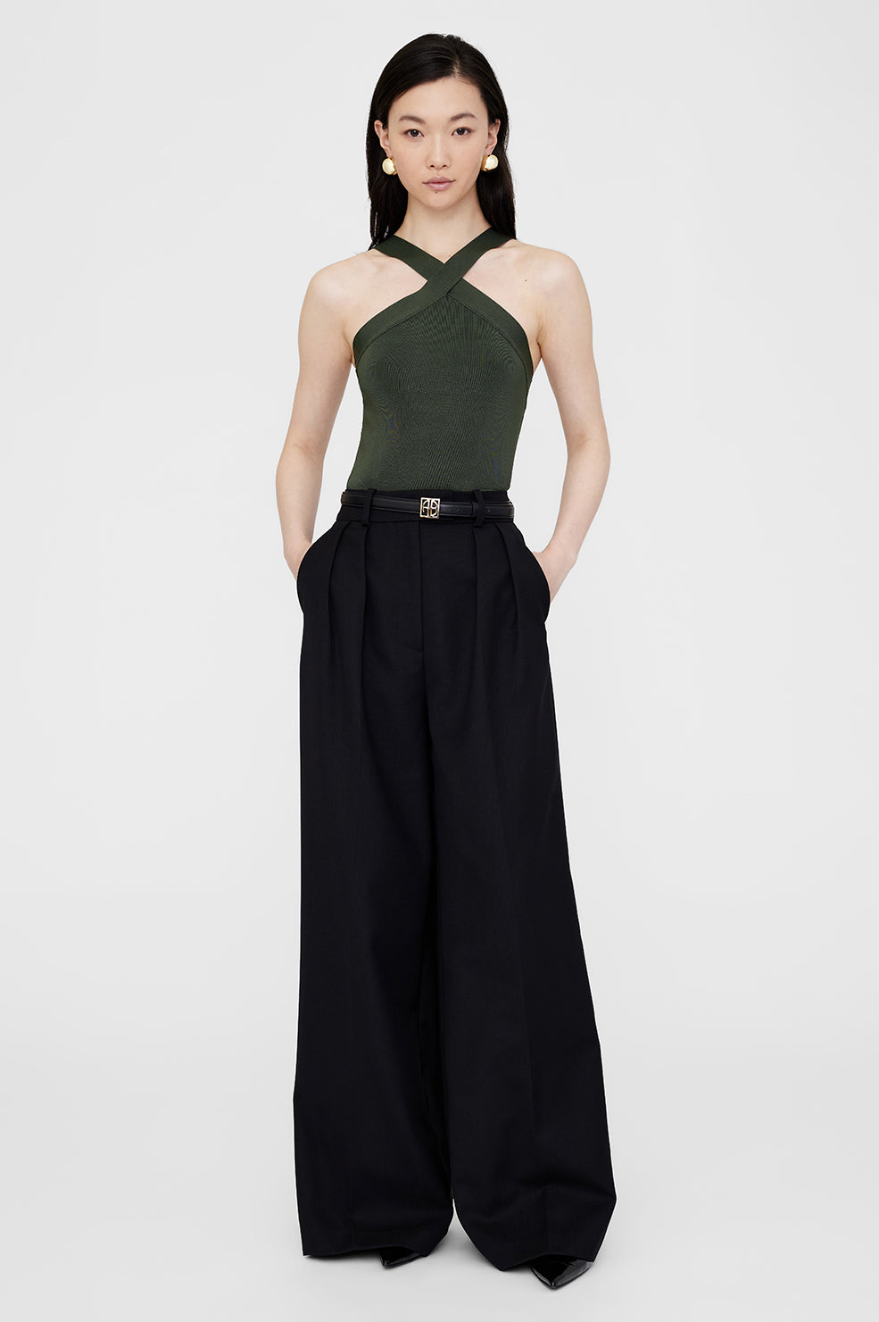 Anine Bing - Brea Top in Dark Olive