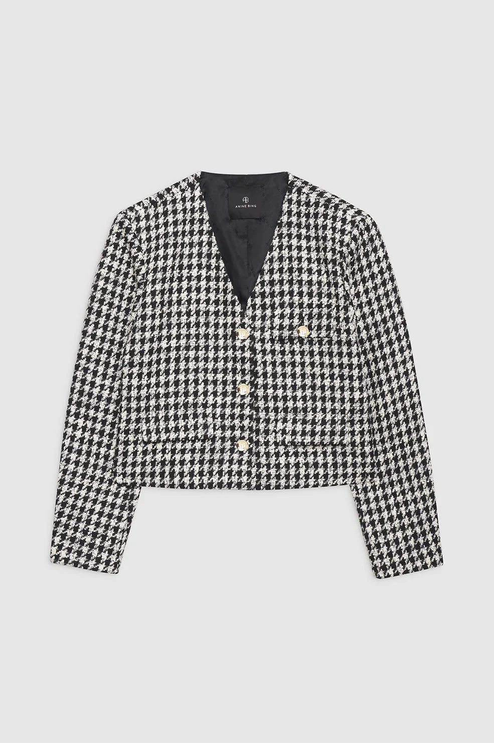 Anine Bing - Cara Jacket in Cream and Black Houndstooth Jacket