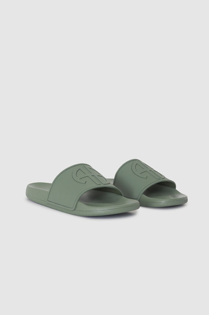 Anine Bing - Isla Slides in Artichoke Monogram