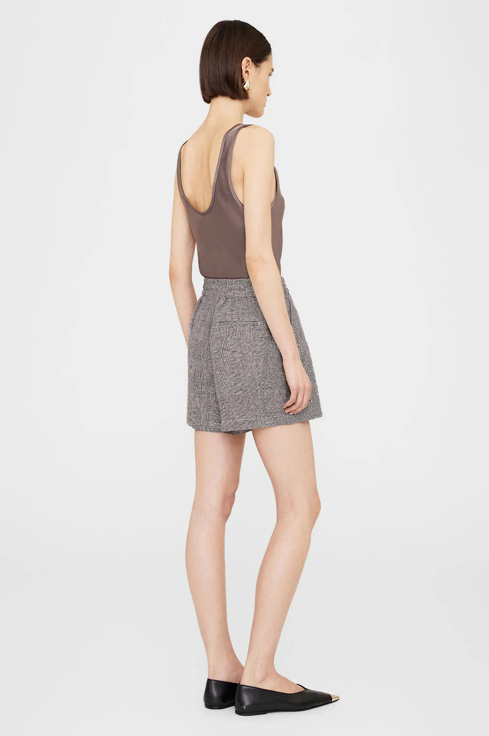 Anine Bing - Kam Short in Brown Plaid
