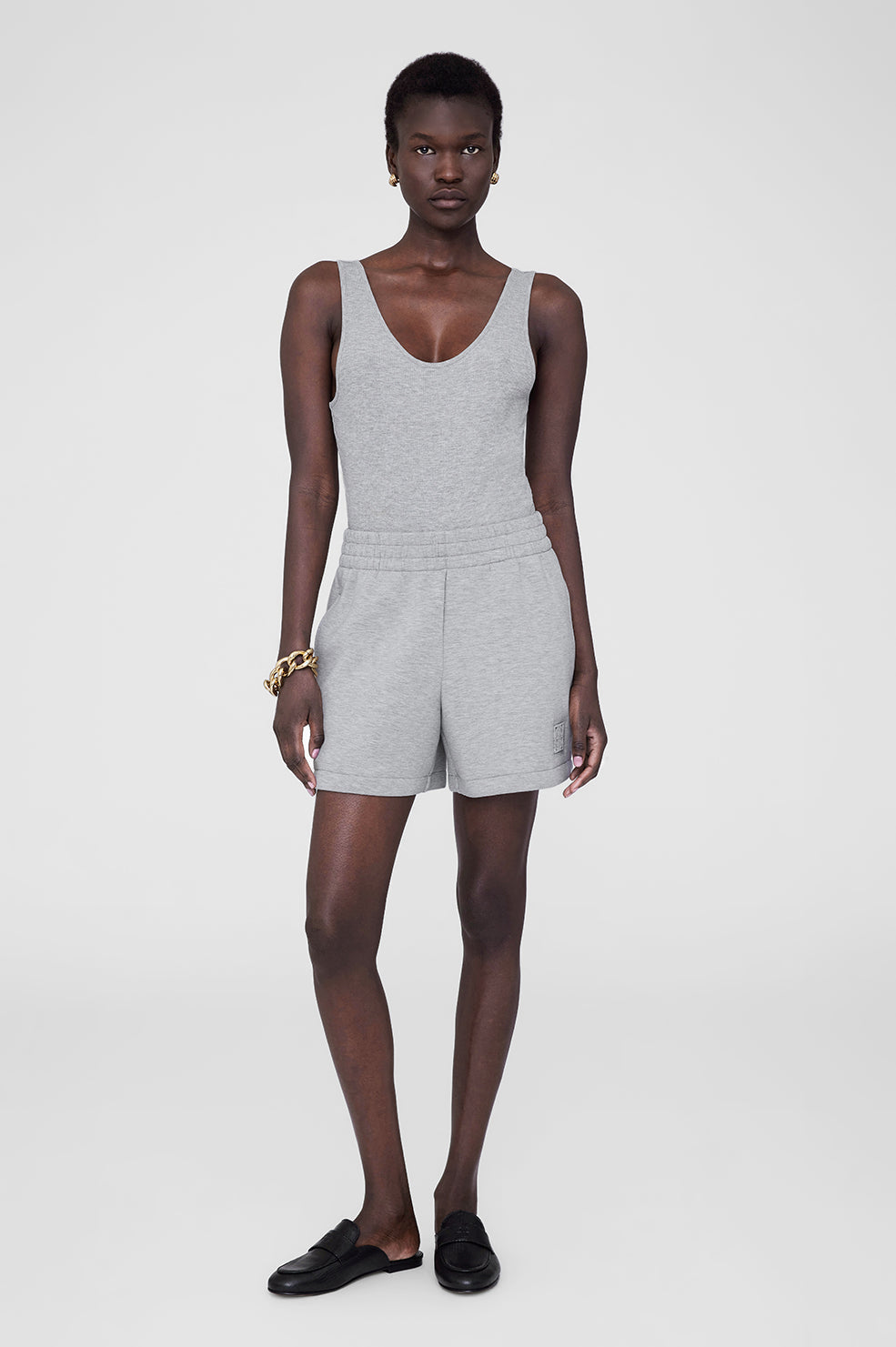 Anine Bing - Kam Short in Framed Monogram Heather Grey – Blond Genius