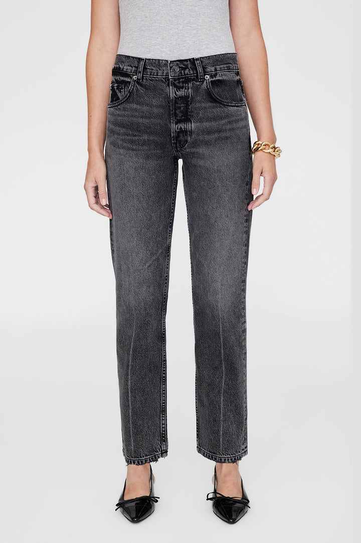 Anine Bing - Kate High Rise Slim Straight Jeans in Steel Grey