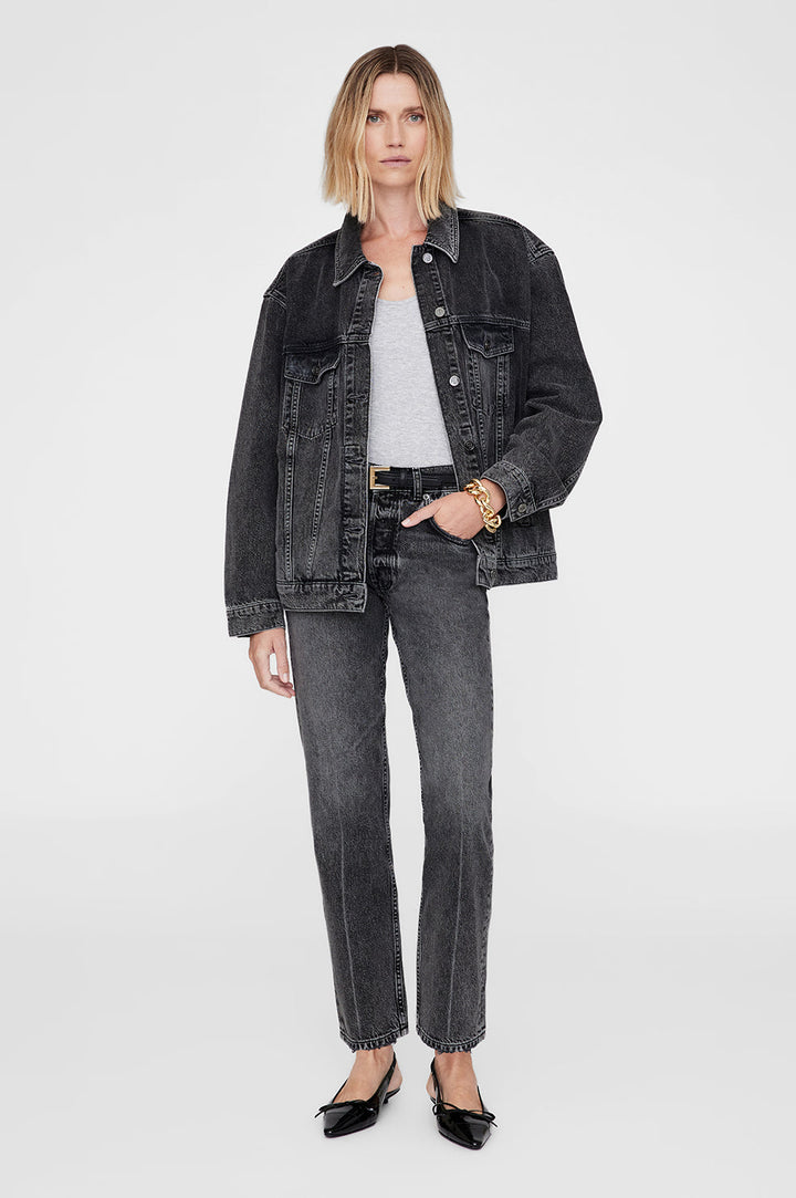 Anine Bing - Kate High Rise Slim Straight Jeans in Steel Grey