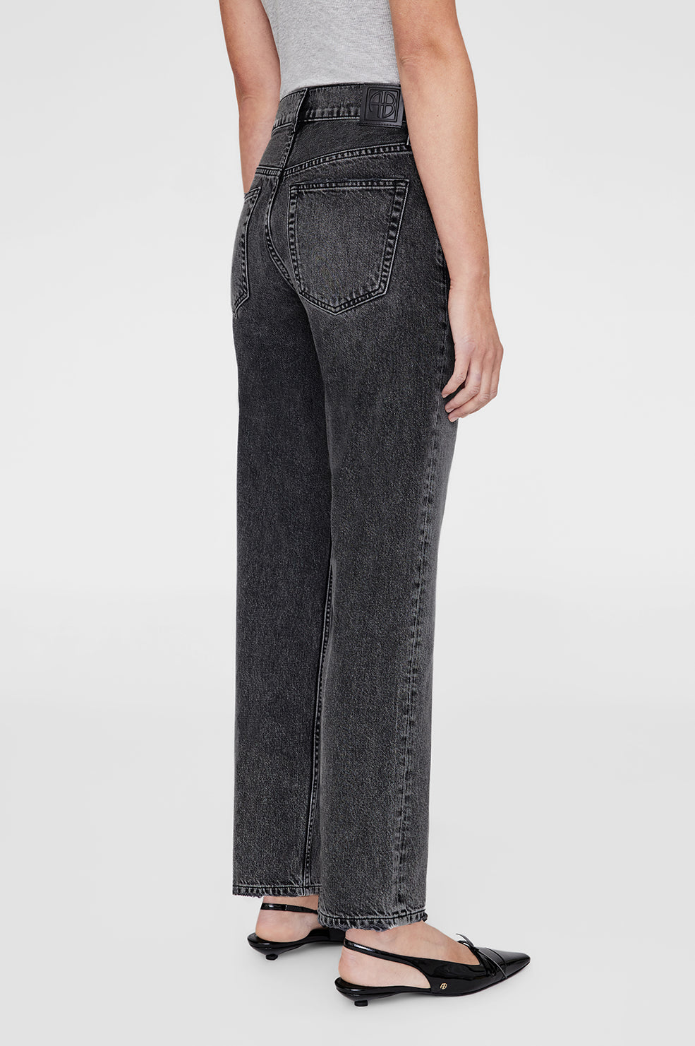Anine Bing - Kate High Rise Slim Straight Jeans in Steel Grey
