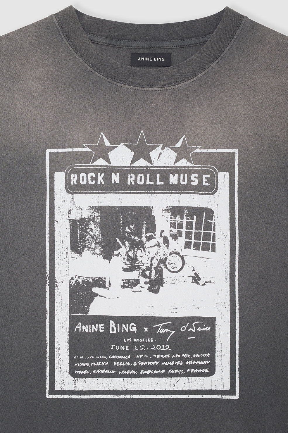 Anine Bing - Lili Tee AB x TO x Rolling Stones in Washed Faded Black