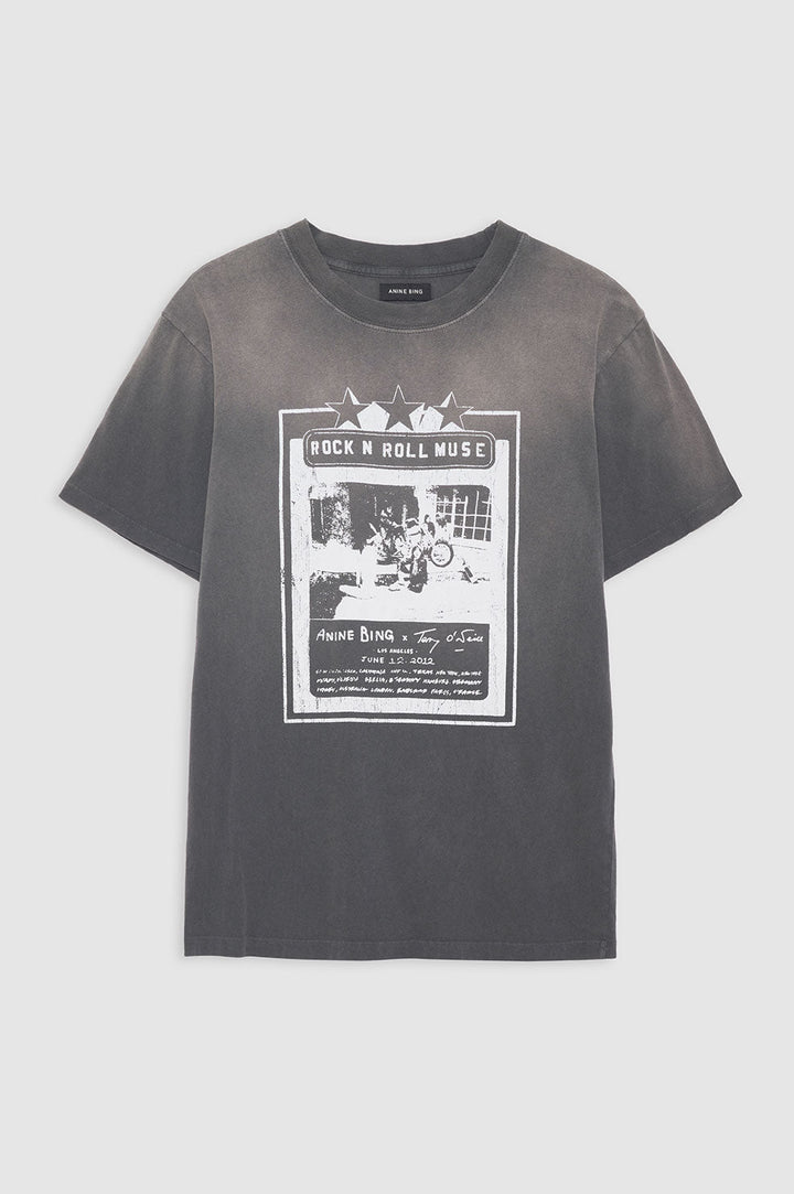 Anine Bing - Lili Tee AB x TO x Rolling Stones in Washed Faded Black