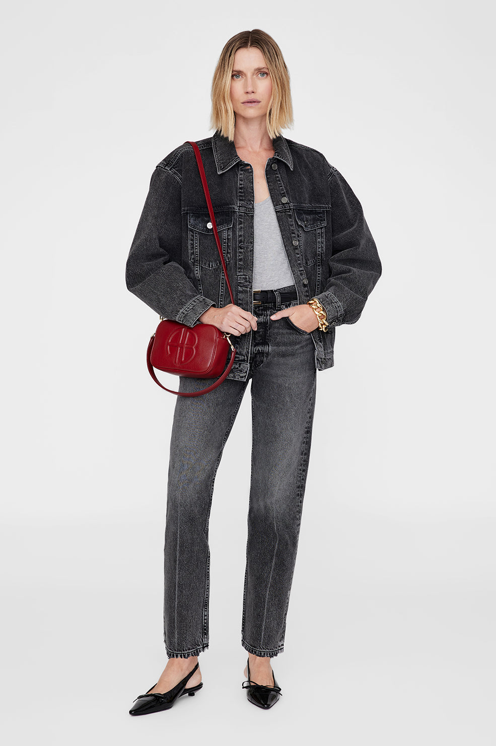 Anine Bing - Lili Bag in Red Pebbled