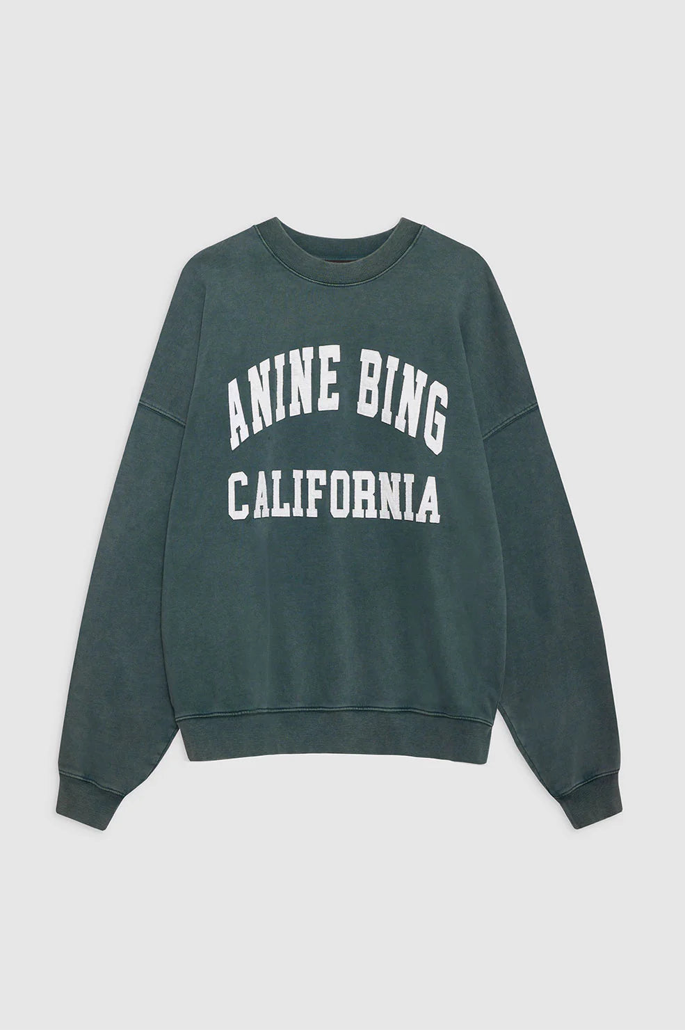 Anine Bing - Miles Sweatshirt in Washed Dark Sage Graphic Sweatshirt
