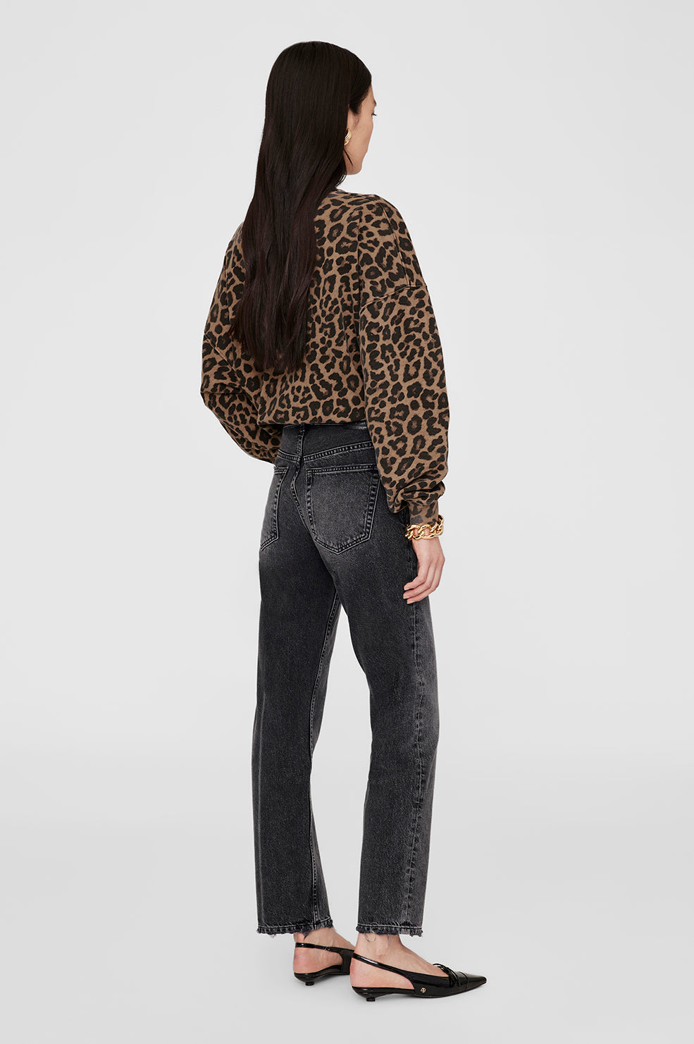 Anine Bing - Miles Black/Brown Leopard Sweatshirt