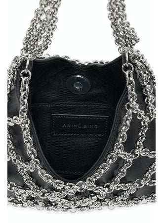 Anine Bing - Mini Gaia Chain Bag in Black and Silver