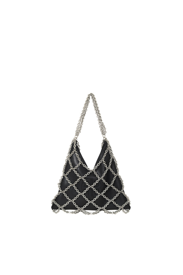Anine Bing - Mini Gaia Chain Bag in Black and Silver
