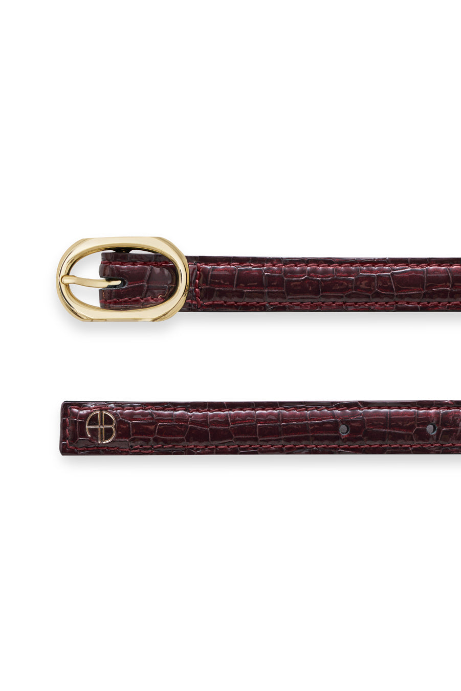 Anine Bing - Mini Mara Belt in Burgundy Small Embossed