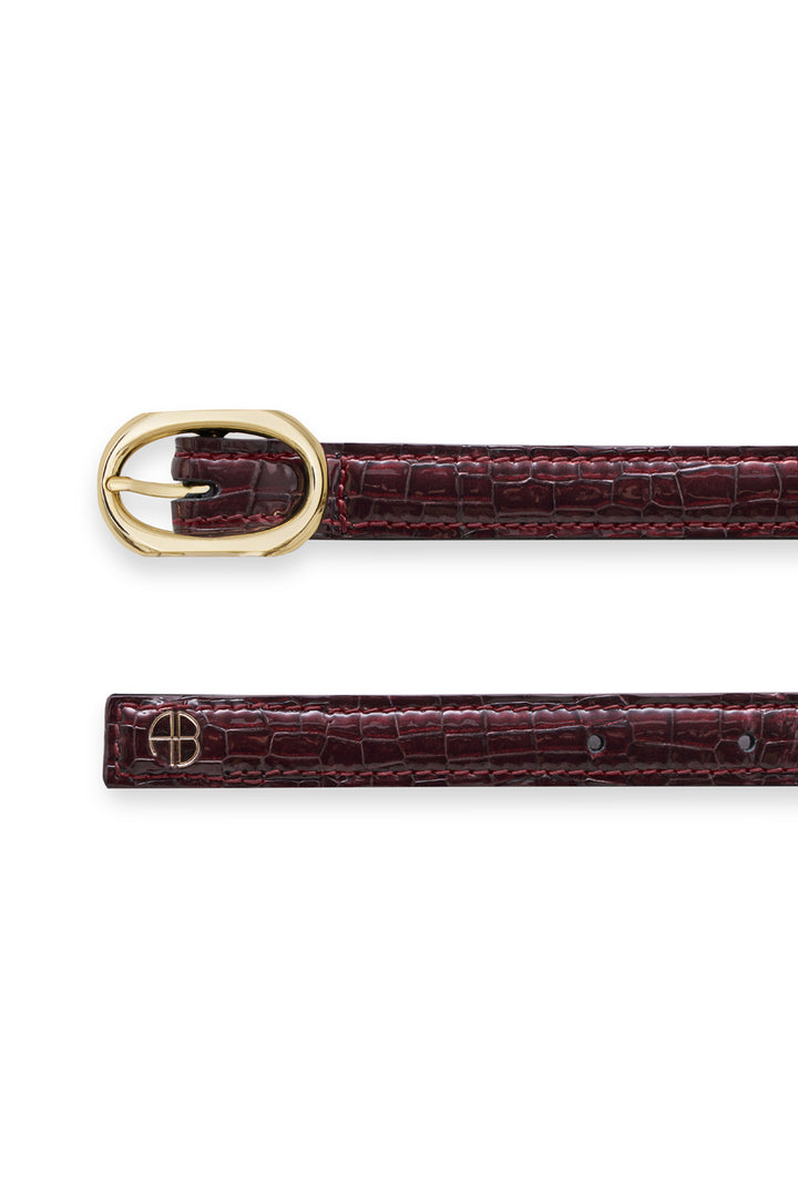 Anine Bing - Mini Mara Belt in Burgundy Small Embossed