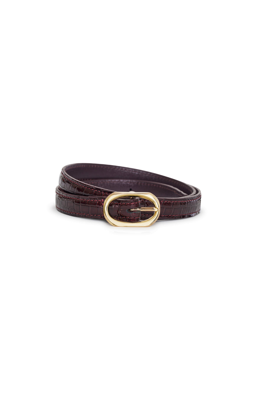 Anine Bing - Mini Mara Belt in Burgundy Small Embossed