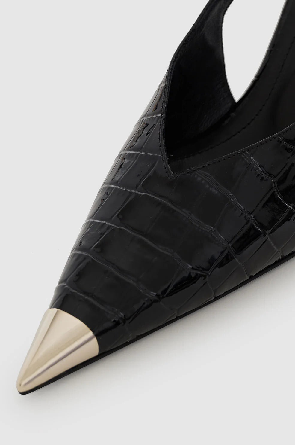 Anine Bing - Nina Heels with Metal Toe Cap in Embossed Black