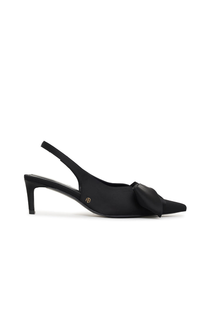 Anine Bing - Nina Heels with Bows in Black Satin