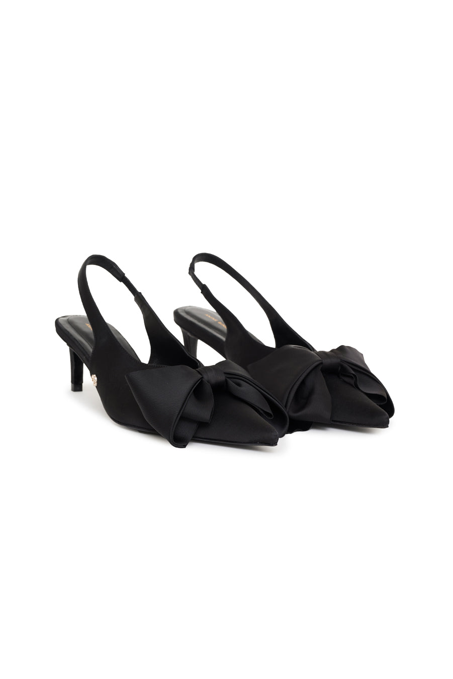 Anine Bing - Nina Heels with Bows in Black Satin
